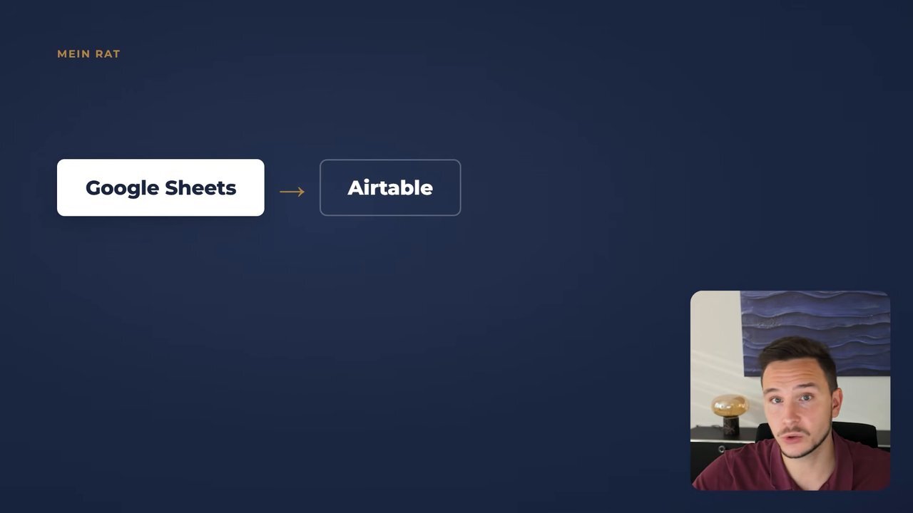 Folie aus dem Video: Mein Rat, Google Sheets durch Airtable ersetzen